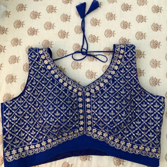 Indian Wedding Outfit XXL women’s Lengha Hindu wedding traditional blue size 14 - Picture 3 of 4